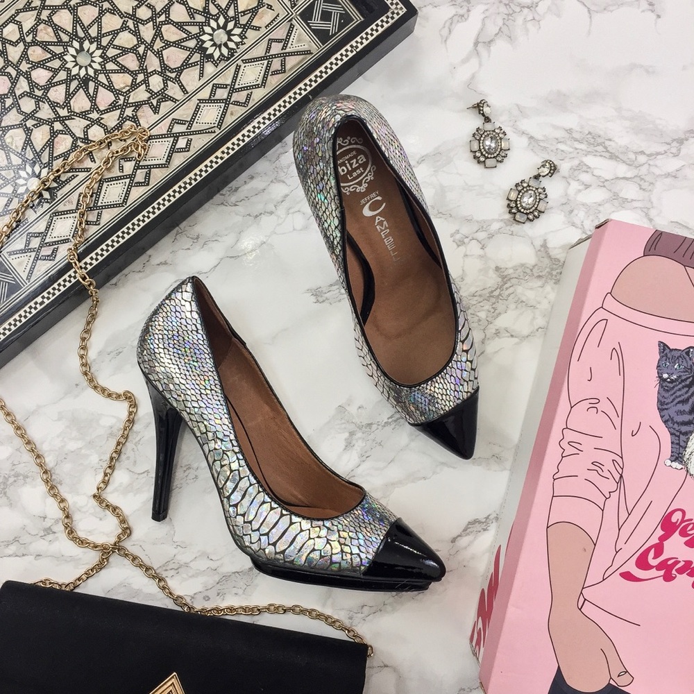 Jeffrey Campbell Bullet Pump in Metallic Snake